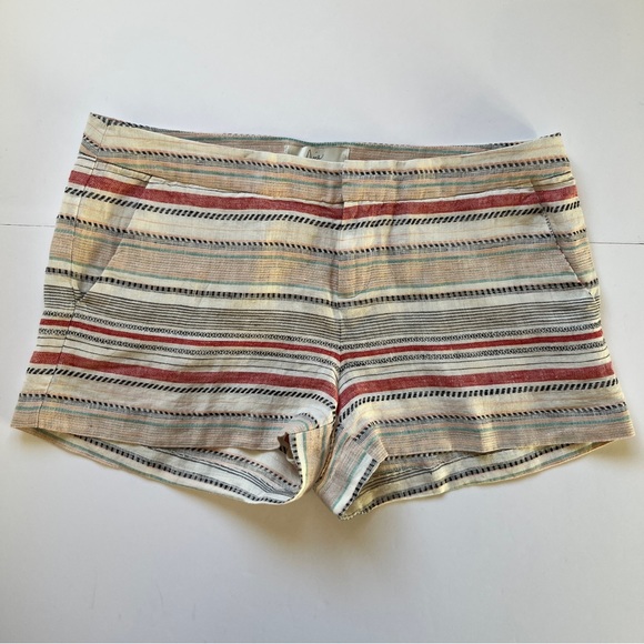 Joie Merci Linen Shorts Beachy Boho Lightweight Multicolored Striped Sz 6 - Picture 2 of 15